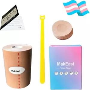 유두 커버가 있는 초광범위 가슴 바인딩 테이프 라텍스 프리 FTM 바인더용 MakEast 트랜스