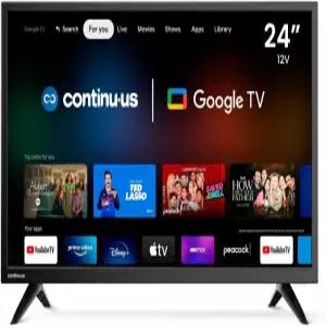 연속 24인치 12V RV 스마트 TV - Google 어시스턴트 크롬캐스트 및 무료 스트리밍 앱이 포함된 Android