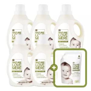 네이쳐러브메레 아기섬유유연제 1800ml 용기형 5개 [GIFT]유연제 오리지널향 500ml 리필 1팩