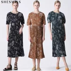 [쉬즈미스(SHESMISS)] 감도있는 플리츠 셔링 원피스