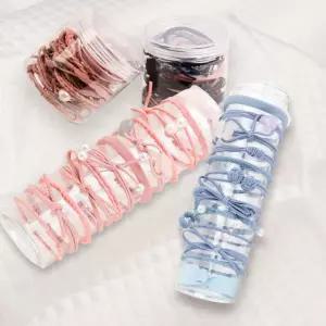 한통 24피스 세트 헤어 머리끈 5color 대용량 밴드 메탈 줄 곱창 리본끈 악세사리
