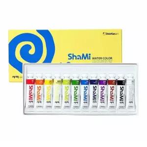 샤미 수채화물감 10ml 12색/세트/전문가용/물감/수채화/교육용/낱색/미술물감/미술/수업용/미술용/학원