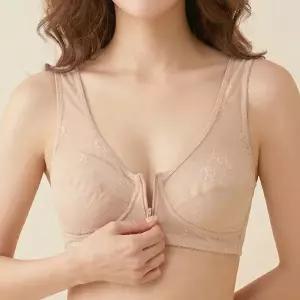 미미캐츠 가볍고 시원한 통기성 앞지퍼 노와이어 레이스 여성 집업 브라탑 HI7700