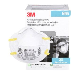 3M 8210 미립자 호흡기, N95, 일회용 호흡기 20개 팩, NIOSH 승인, 2스트랩 컵 스타일 디자인, 가벼운 쿠셔닝 코 폼 포함