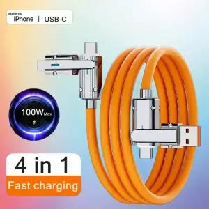 아이폰  샤오미 휴대폰 USB 타입 C 태블릿 충전 케이블용 100W 4 In 1 USB 고속 충전 케이블