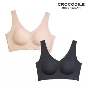 [크로커다일] 소프트 쿨인견 쉘론 패드일체형 V넥 브라2종 다크베이지 블랙 CDWBR5N1112
