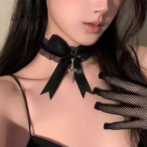 레이스 공단 리본 발레코어 십자가 목걸이 초커 파티 진주 여성 방울 패션아이템