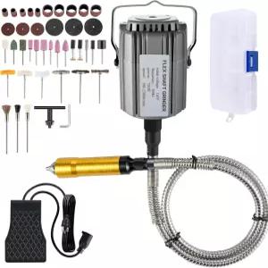 VEVOR 플렉스 샤프트 그라인더 780W 로터리 툴 500-23 000RPM 카버 1/4인치 3-죠 척 및 스텝리스 스피드 풋