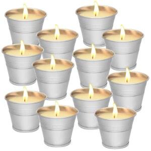 12PCS 시트로넬라 캔들 - 야외 정원 향 캔들 120-180시간 태우기 천연 소이 왁스 휴대용 병 선물 세트 실내 파티오 야드 발코니 캠핑용