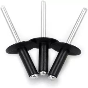 50pcs 블랙 대형 플랜지 블라인드 리벳 알루미늄 직경 5/8인치 16mm 팝 모음 키트 3/16인치 x 1인치 그립