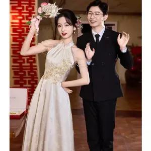 화이트 이브닝 심플 스커트 촬영 드레스 약혼 들러리