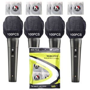 TENGYES 일회용 마이크 위생 커버 400 PCS (200팩) | KTV 노래방 녹음실 무대 공연용 부직포 휴대용 앞유리 보호