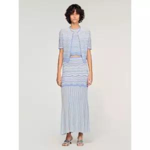 SANDRO Decorative Wave Knit Maxi Skirt - Sky Blue 1384271