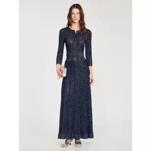 SANDRO Rhinestone Knit Maxi Skirt - Navy Blue 1384231