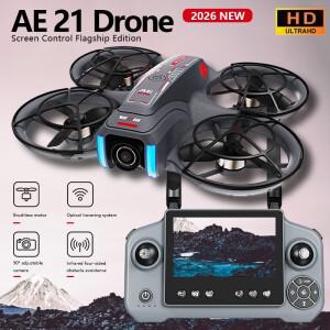 AE21 드론 8K HD 카메라 미니 RC 쿼드콥터 4.3인치 화면 리모컨 FPV 브러시리스 모터 항공 촬영 브이로그