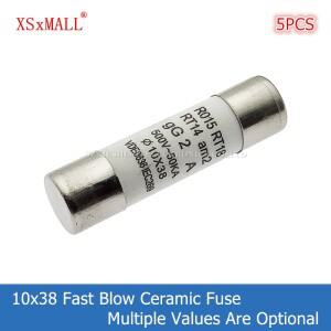 5PCS 10*38MM 고속 블로우 세라믹 퓨즈 0.5A 1A 2A 3A 4A 5A 6A 8A 380V 500V RO15 RT18