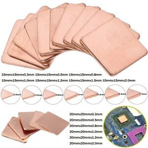 5Pcs 15x15mm 20x20mm 노트북 구리 시트 플레이트 스트립 심 열 패드 GPU VGA 칩 RAM 냉각용 방열판