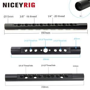 NICEYRIG 5/6.2/7.7인치(126/158/197MM) 길이 15mm 치즈 로드(M12 나사산) 1/4&3/8 구멍 포함 카메라 케이