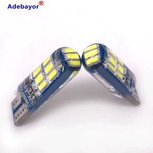 500개 T10 실리콘 3014 15SMD LED W5W 192 168 클리어런스 라이트 웨지 사이드 램프 주차 번호판 전구 자동