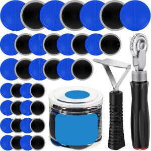 TALLEW 90PCS 타이어 패치 키트 32MM 42MM 58MM 수리 유닛 롤러 및 라이너 스크레이퍼 자동차 트럭 오토바이 바퀴용 튜브 자동 스티처 도구 포함
