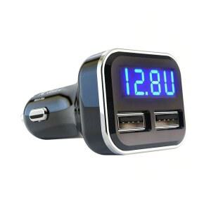 USB 자동차 충전기가 있는 ALIVATION 3IN1 디지털 전압 게이지 LED 및 앰프 디스플레이가 24W 라이터 디스플레이 볼트 미터 배터리 모니터 아이폰호환 X 8 7 6S 6 PLUS용 듀얼 USB 5 SE