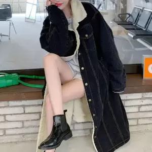 친절한탄씨 여자 뽀글이 안감 퍼 롱 코트 데님 청 자켓 겨울 양털점퍼 양털재킷 롱점퍼 롱재킷