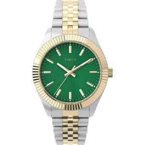 Timex 여성용 imex Legacy 36mm 시계 그린 전통적 골드 다이얼 팔찌 투톤 케이스 투톤