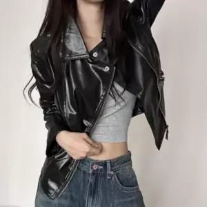 라이더가죽자켓 여성 베이직 슬림핏 데일리 긴팔 라이더 자켓