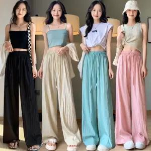 여름팬츠 쿨링팬츠 아이스 쿨링 와이드 여자 팬츠 6color 여름 밴딩바지 일자