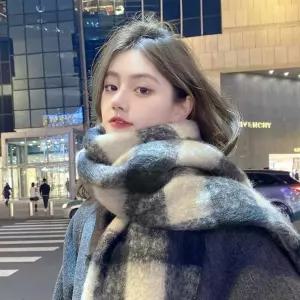 여자 남자 체크 빅사이즈 커플 넥워머 수술 머플러 숄 오버핏 목도리 테슬