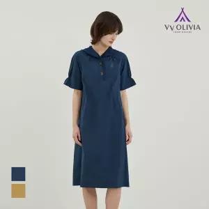 [비비올리비아] [VVOLIVIA] 배색후드 반팔 튜닉 원피스_VVBOA4M4486