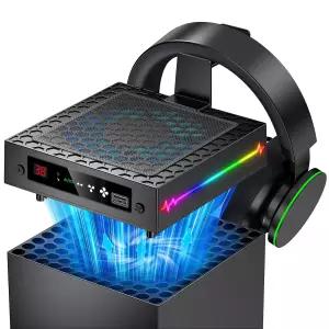 LED Display Automatic Cooling Fan for Xbox Series X 9 RGB Light Modes and Dust Cover Temperature