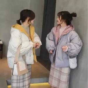 여성 겨울 벌룬핏 양면 숏패딩 후드 짧은 패딩 점퍼
