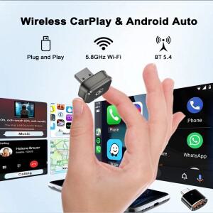 무선 2IN1 CarPlay 안드로이드 오토 슈퍼미니 박스 어댑터 플러그 앤 플레이 동글 블루투스 와이파이 빠른