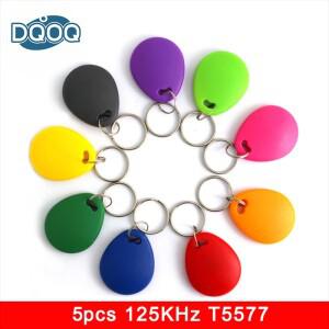 5Pcs 재기록 가능 쓰기 RFID 태그 T5577 EM4305 재작성 중복 125kHz 카드 근접 토큰 Keyfobs를 복사할 수