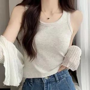 나시 티셔츠 여성 골지 슬림핏 민 이너 데일리 민티