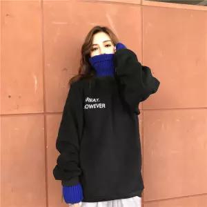 W8510 니트덧댐 목 폴라 기모 맨투맨 티셔츠 겨울