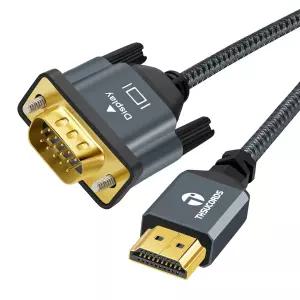 Thsucords HDMI to VGA 케이블 3.3FT 골드 도금 브레이드 남성 대 컴퓨터 데스크톱 노트북 PC 모니터