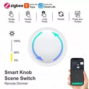 새로운 ZigBee 스마트 노브 스위치 DIY 무선 장면 버튼 회전식 조광기 가전 자동화 연결 리모콘
