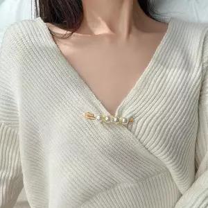 신형 진주 브로치 허리조절 진주 핀 진주옷핀