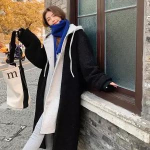후드 여성롱코트 뽀글이 레이어드 오버핏 여성 양털 롱코트 여성코트
