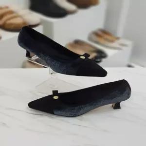 HANSHOE 세이브존09 리본 골드장식 단화 벨벳 여성펌프스 슈즈 5.5cm SGHS687252ml