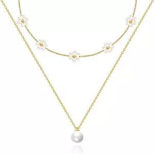 여성용 HERIER 골드 주얼리 세트 - 앙증맞은 14K 골드/실버 도금 진주 초커 목걸이 드롭 귀걸이 및 팔찌