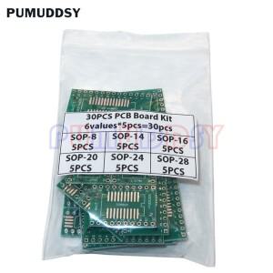 30피스 PCB 보드 키트 SOP24 SOP8 SMD DIP 어댑터 변환기 플레이트 8 14 16 20 24 28