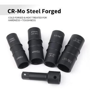 1개입 양쪽 끝 손상된 휠 너트 캡 제거 임팩트 소켓 17-19 21-22mm 3/4-13/16 인치 타이어 슬리브 분해 도