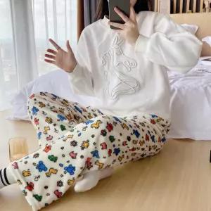 소프트 데일리 동물 패턴파자마 SSH161 실크 언더 엘로우 홈 오노마 팬츠