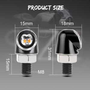 8mm 미니 오토바이 LED 회전 신호등 DRL 알루미늄 표시기 카페 레이서 Bobber Chopper 용 전면 후면 라이