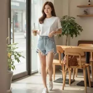 여자캐주얼팬츠 여성 찢청 데님 반바지 여름 핫팬츠