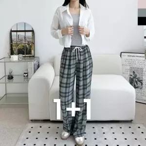의류 코디 면 배기팬츠 루즈핏 스판 세미 여자바지 신상