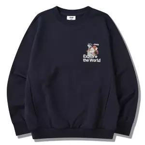 지프키즈 KP3TSU817 백팩을 맨 곰레터링 맨투맨 NA